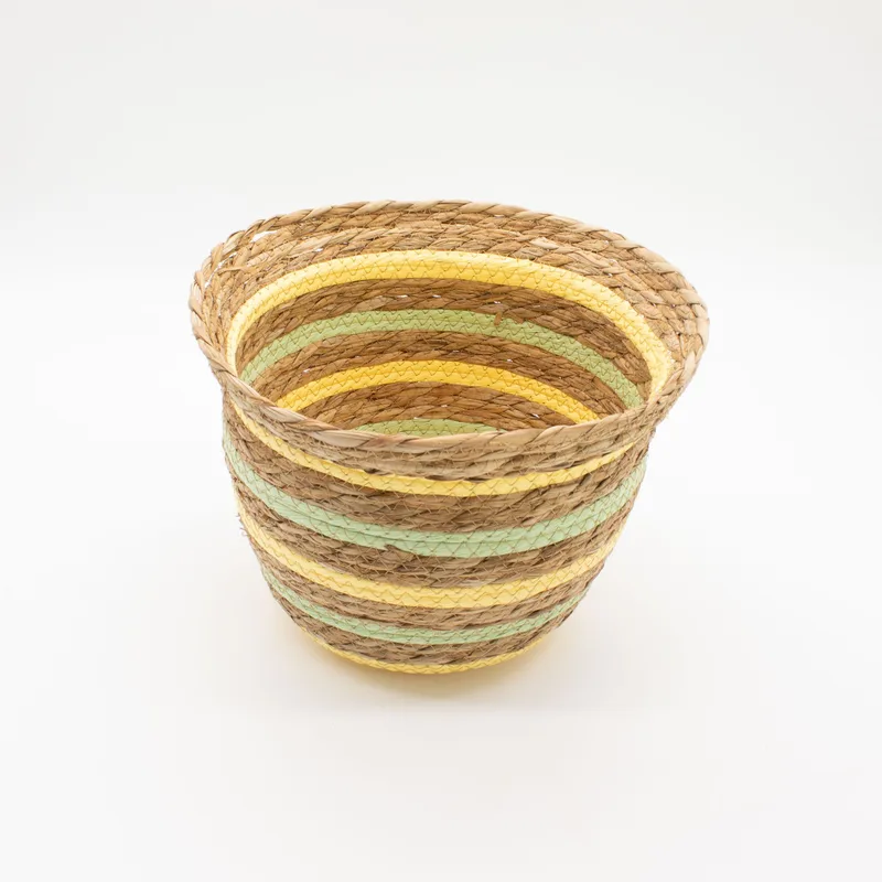 Seagrass & Straw Vase Shaped Baskets Naturale Yellow & Verde Set of 3 — foto 2