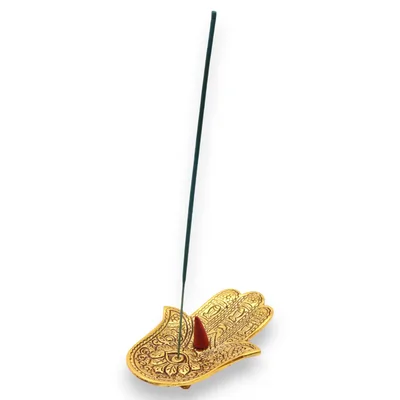 Oro Aluminium Small Hamsa Incenso Porta 13x5.5cm — foto 2
