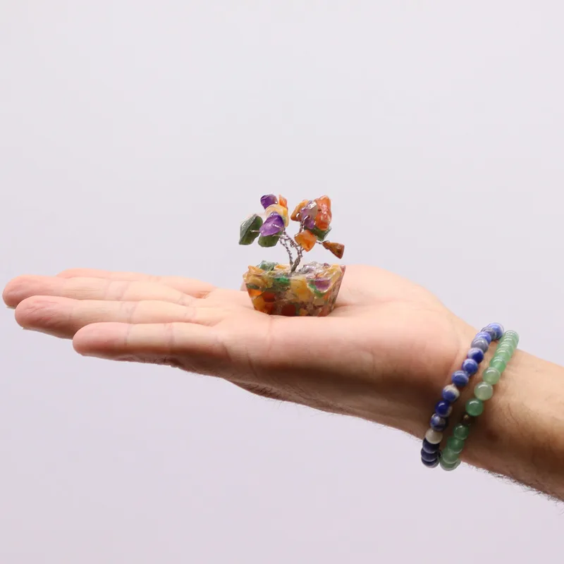 Mini Gemstone Trees on Orgonite Base - Multi Stones (15 stones) — foto 3