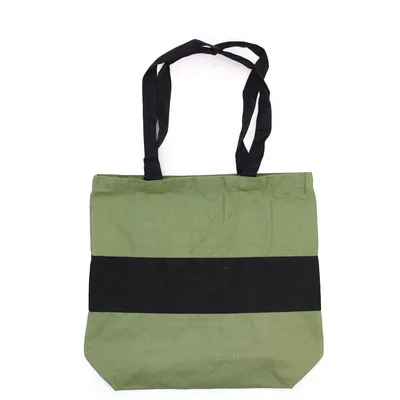 Two Tone Cotton Bag 38x42x12cm Verde & Nero 10oz