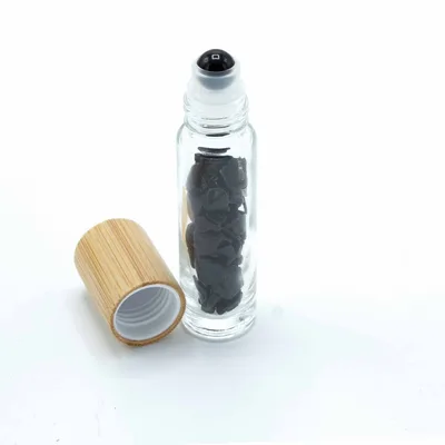 Olio Roller Bottiglia con Pietra Preziosa – Turmalina Nera – Cappuccio in Legno + Punta Roller in Pietra Preziosa per Flacone da 5 ml — foto 3