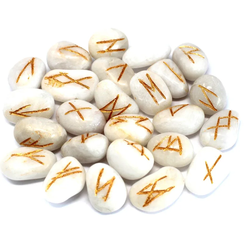 Runes Stone Set in Pouch Bianco Agate — foto 1