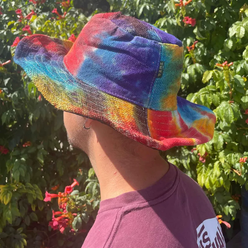 Patched and Wired Hemp & Cotton Boho Festival Hat Tiedye — foto 2
