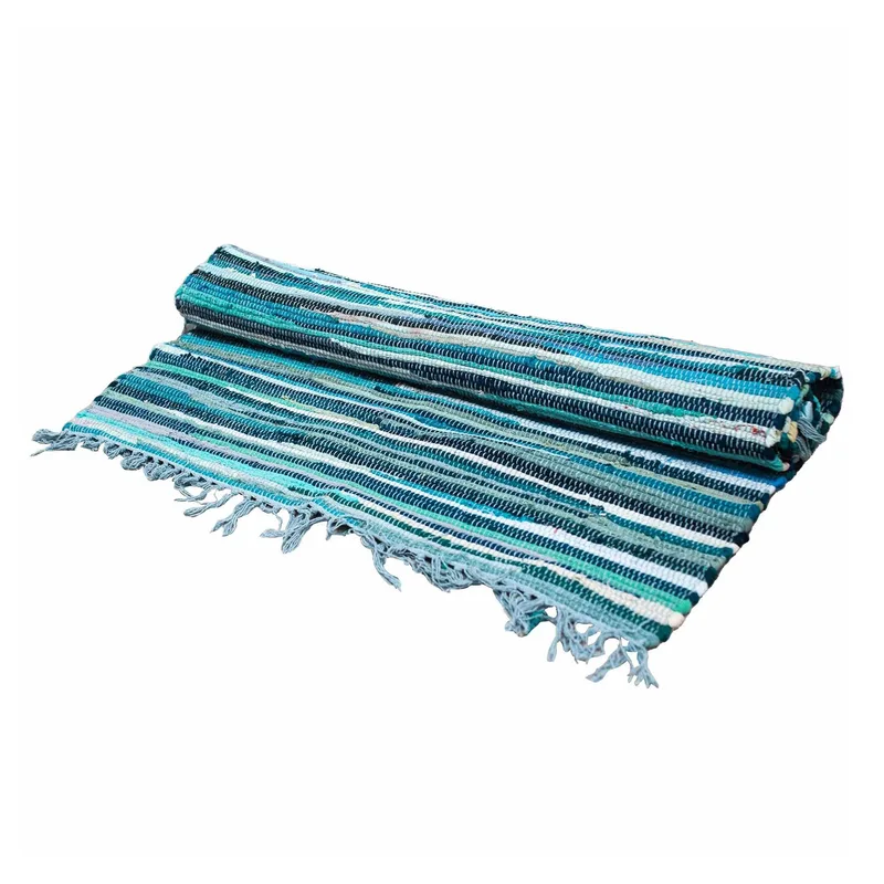 Large Rag Rug 150x90cm premium quality Aqua Blues