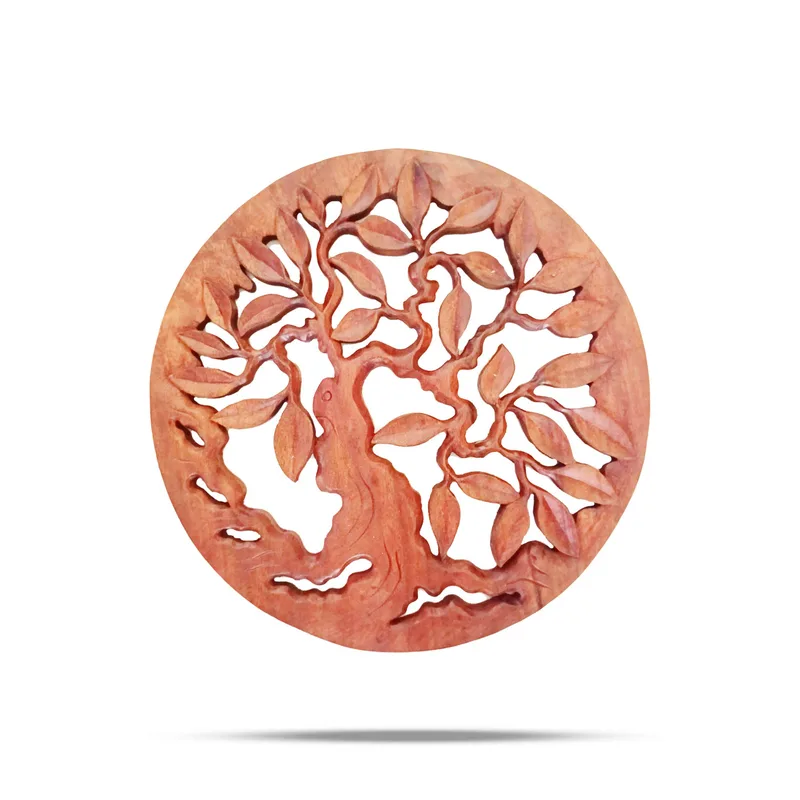 Round Decorative Wooden Chunk Albero of Life Panel 30cm