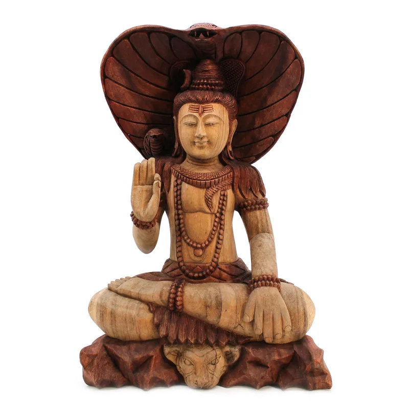 Hand Carved Buddha Statue Shiva with Cobra 50cm — foto 5
