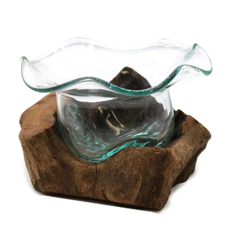 Molton Glass Fancy Dolce Bowl on Legno