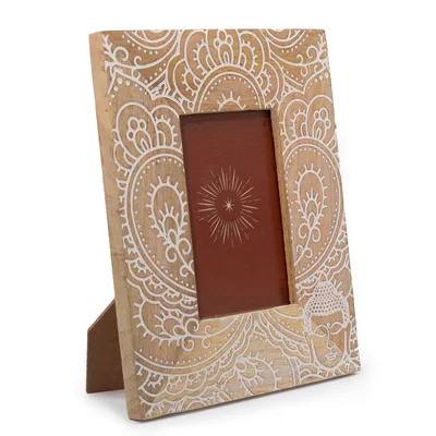 Med Mango Legno Picture Framel 26x20x2cm Buddha Bianco