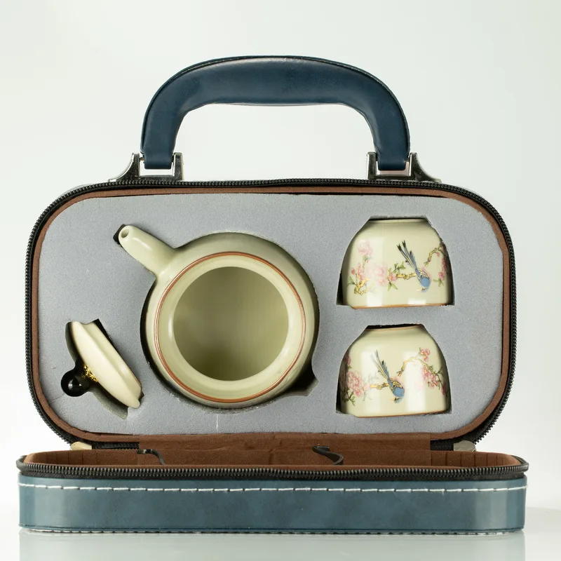 Travel Teapot Set & Two Cups - Blu Bird Qing Dynasty — foto 4