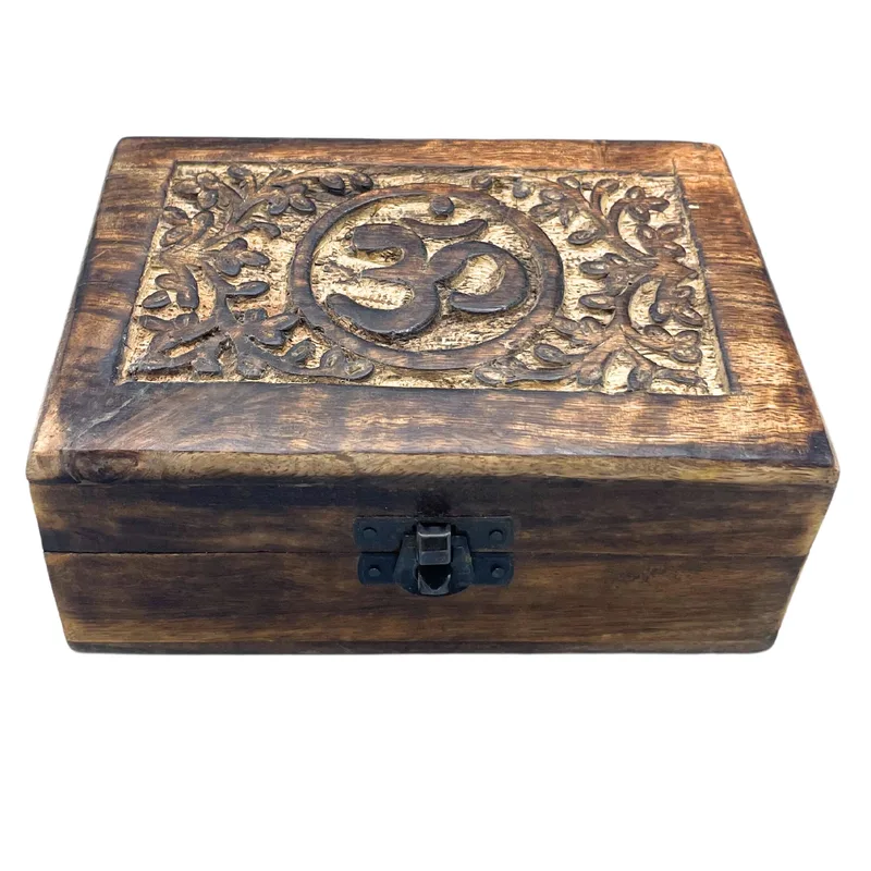 Medium Wooden Keepsake Scatola 15x10x6cm - Om