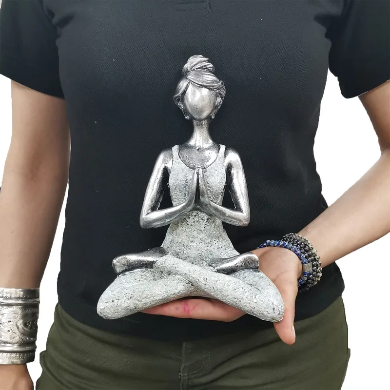 Yoga Lady Figure Argento & Bianco 24cm — foto 1