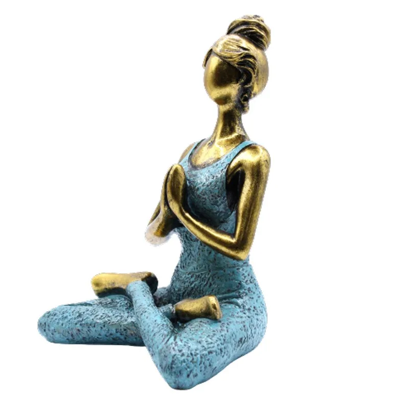 Yoga Lady Figure Bronze & Turqoise 24cm — foto 3