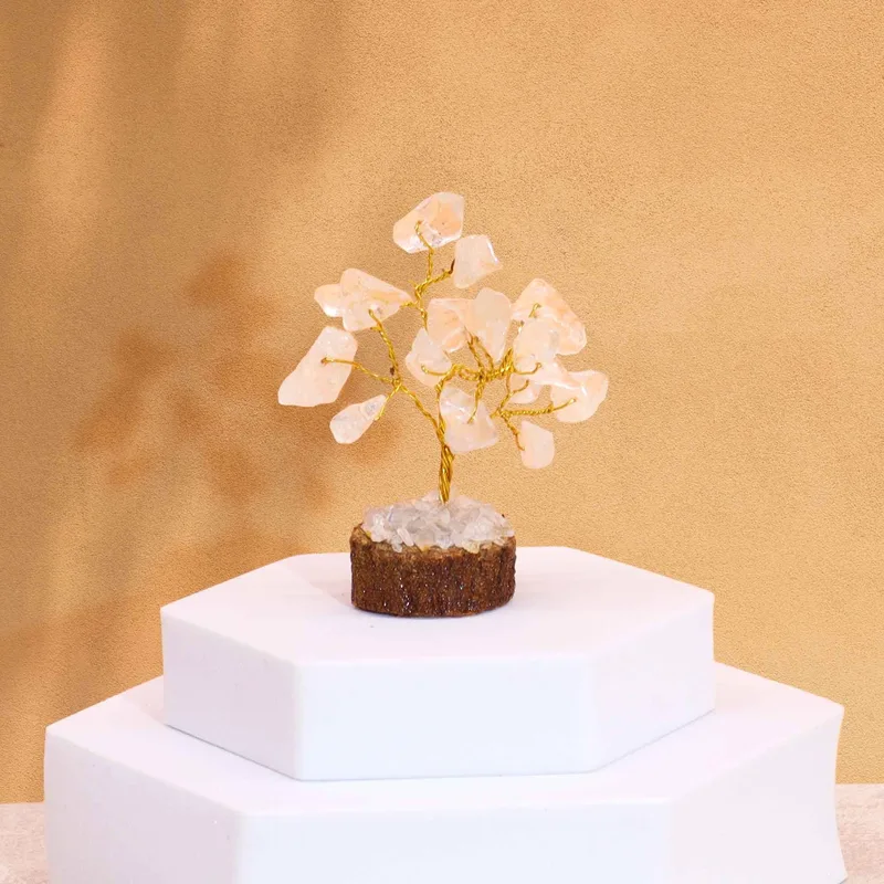 Mini Gemstone Trees On Legno Base - Rock Quartz (15 stones)