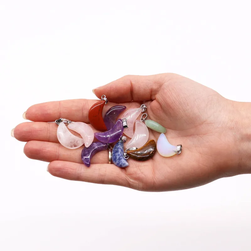 Gemstone Moons Pendants 20x13mm