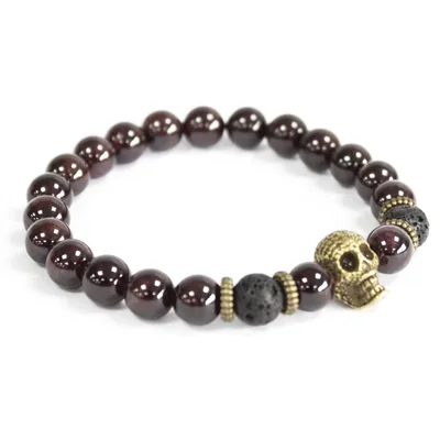 Bracciale Pietra Rossa / Maschera di Bronzo – Bracciale con Pietre Preziose