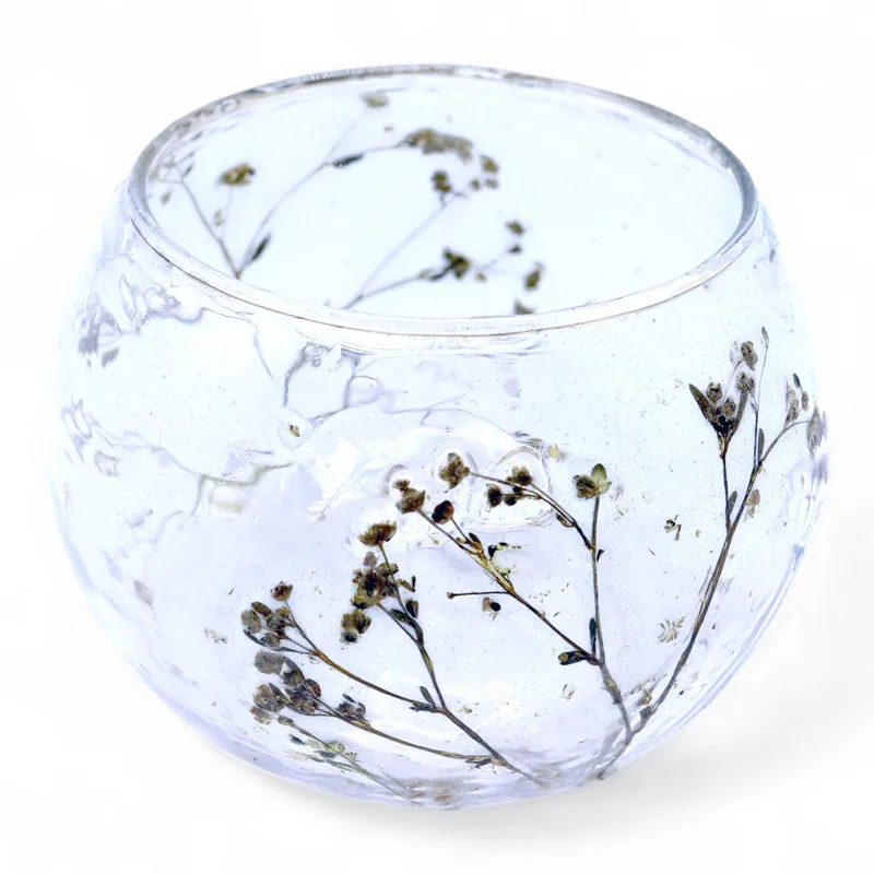 Naturale Floral Glass - Bowl Candela Porta - Margarita - (8x10cm) — foto 1