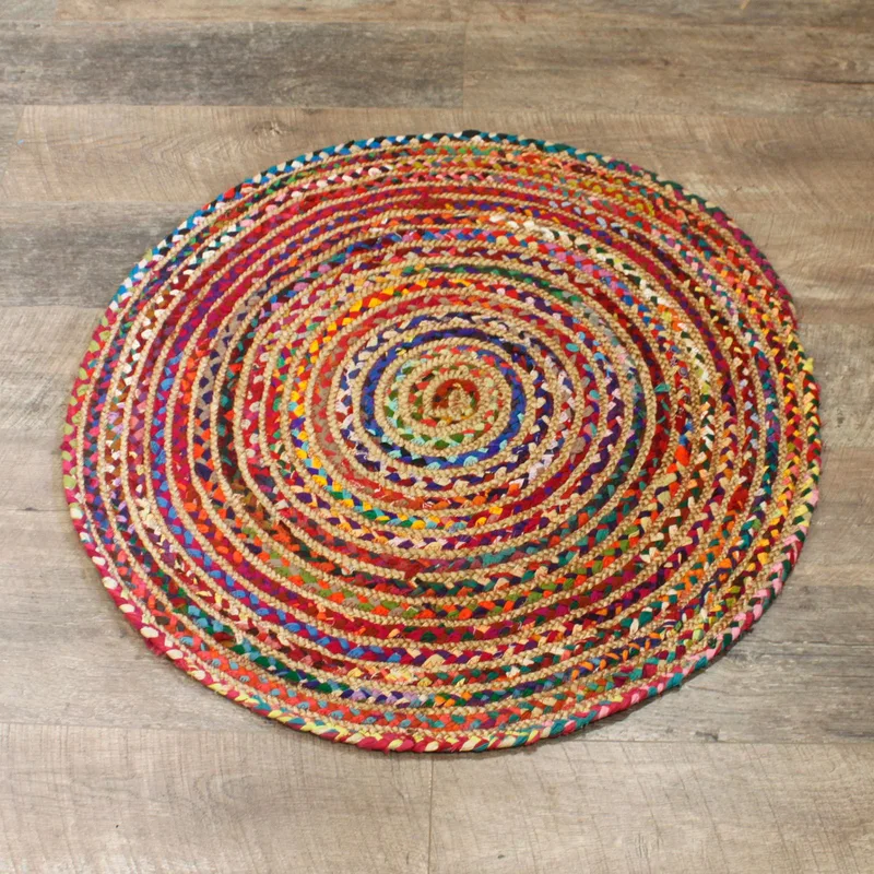 Round Jute and Recycled Cotton Rug 90 cm — foto 5