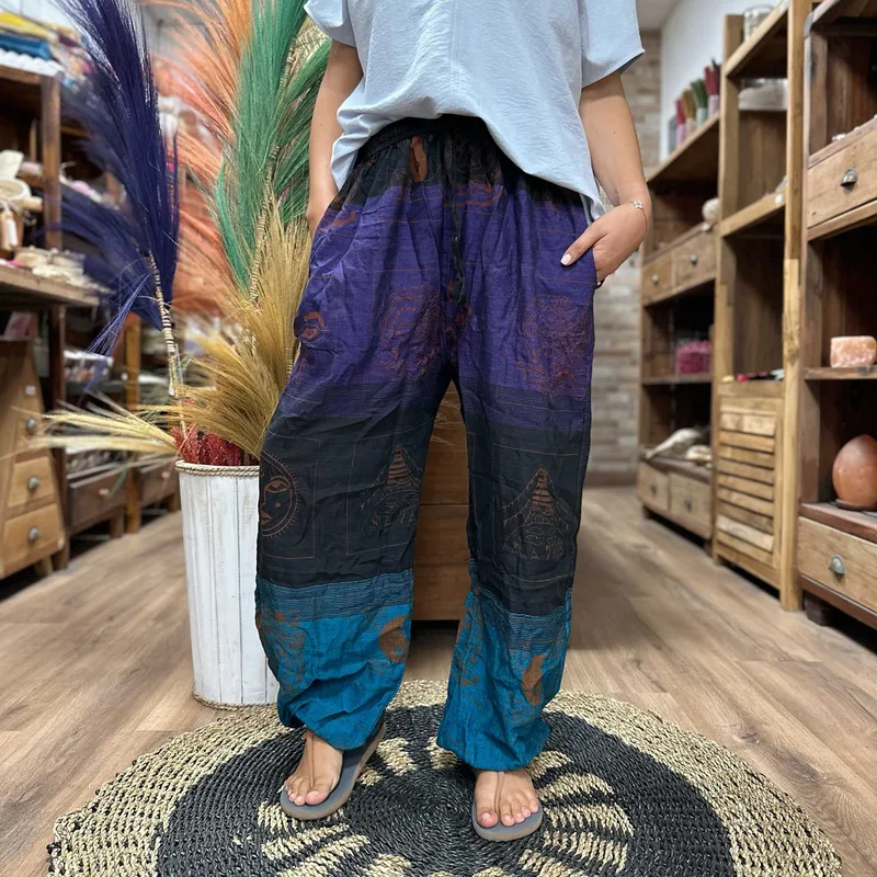 Yoga and Festival Pants High Cross Himalayan Print on Purple — foto 2