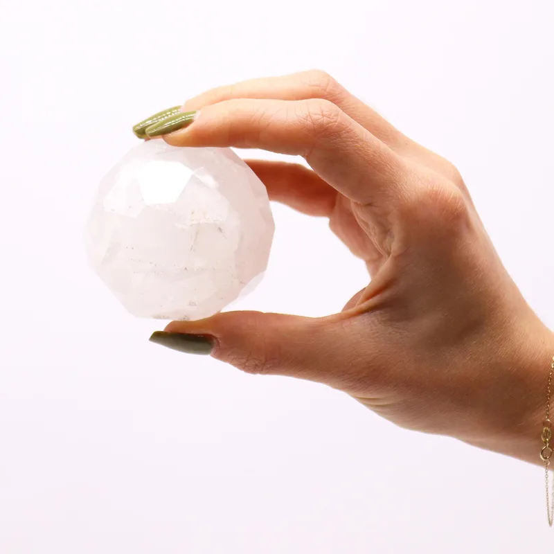 Gemstone Faceted Healing Ball & Stand Rock Quartz — foto 1