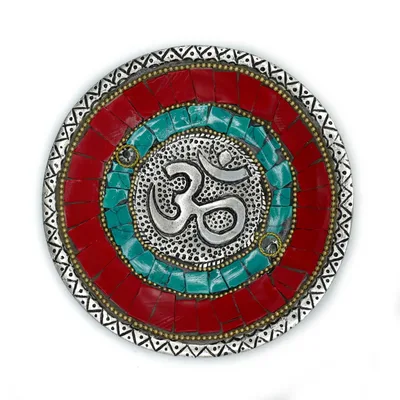 Om Plate Tibetan Decor Cone & Stick Porta