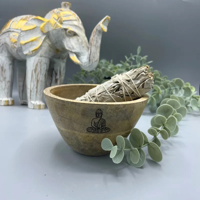 Ciotola di Stesura su Legno e Offerte Rituali – Buddha – 12x7cm