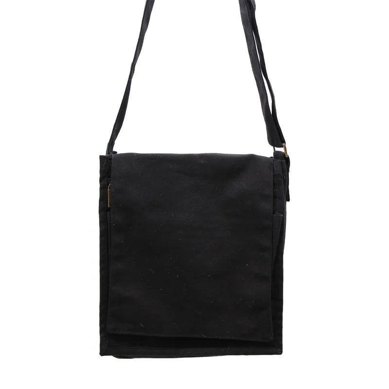 Borsa a tracolla in tela di cotone - Nera