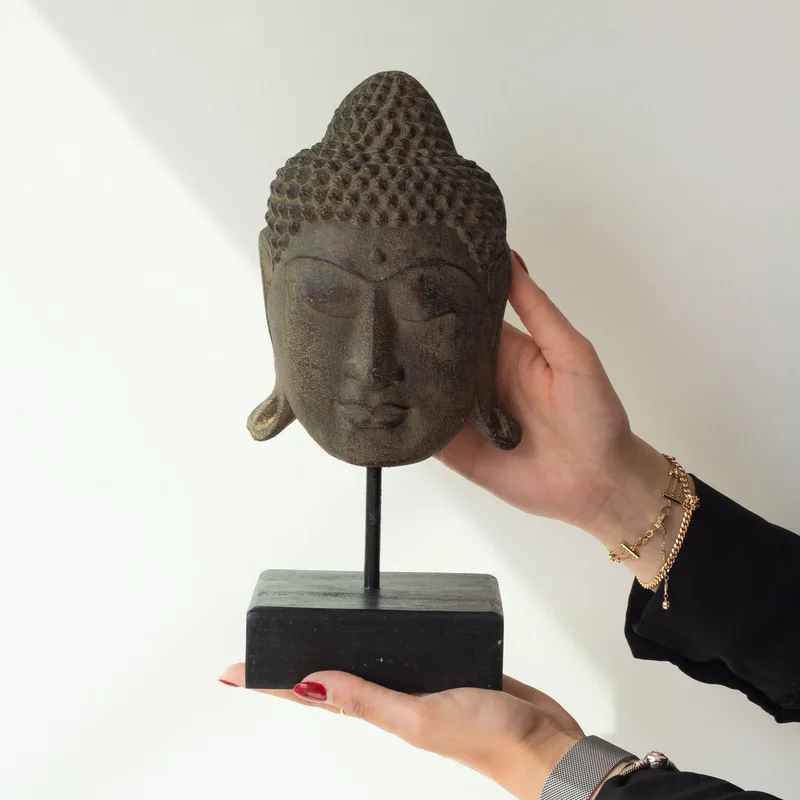 Large Serenity Buddha Head on Stand Grey — foto 1
