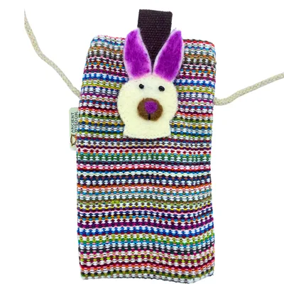 Phone Porta Bag Stripes Pink bunny decor