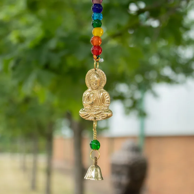Indian Chimes Brass Buddha with Chakra Beads String Bells 53cm — foto 3