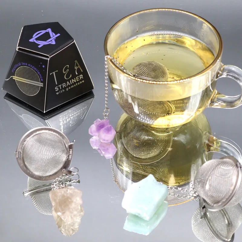 Raw Crystal Gemstone Tè Strainer - Rosa Quartz — foto 4