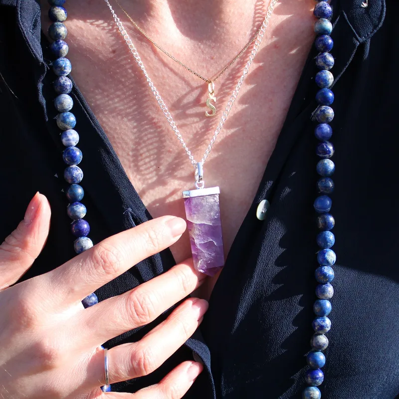 Gemstone Flat Pencil Pendant Rosa Quartz — foto 2