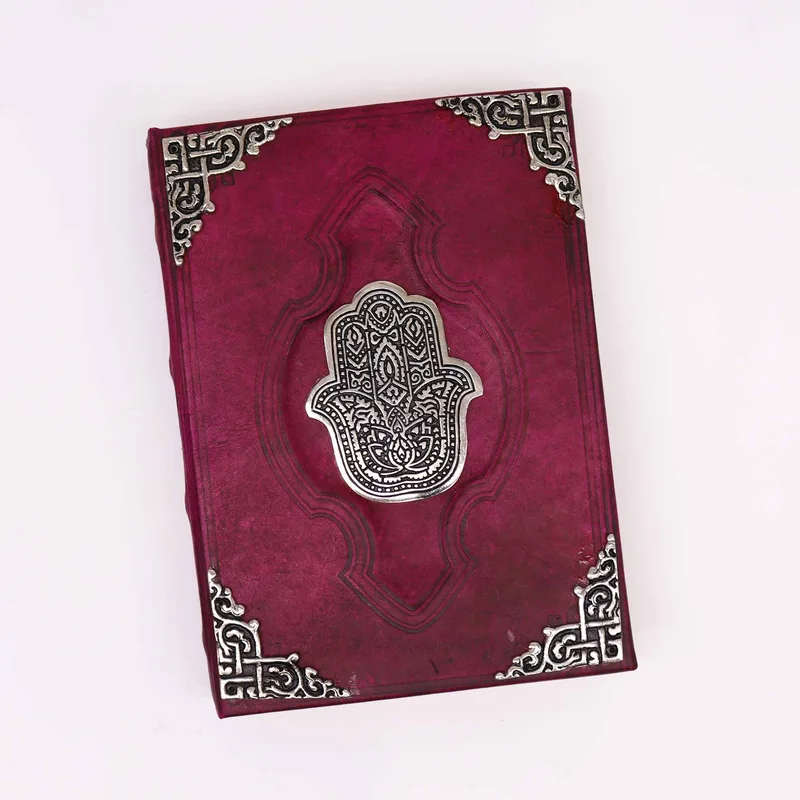 Heafty Red Tan Book Zinc Hamsa Decor 200 Deckle Edges Pages 26x18cm — foto 4