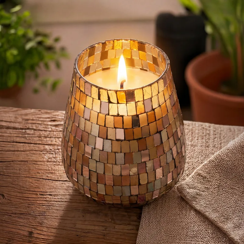 Tall Glass Jar Candele Ambra Mosaic