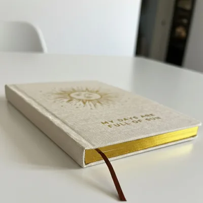 Diario Grigiastro di Gratitudine con Rivestimento Oro – 120 Pagine – I Miei Giorni Sono Pieni di Sole — foto 2