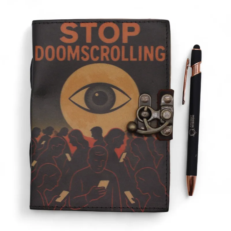 Leather Printed Notebook – Stop Doom Scrolling 17.8x12.7 cm — foto 5
