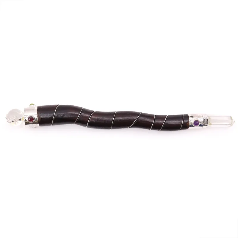 Naturale Curved Legno and Rock Quartz Wand