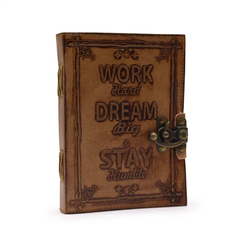 Leather Journel Plain Paper Work & Dream Big Light Tan — foto 1