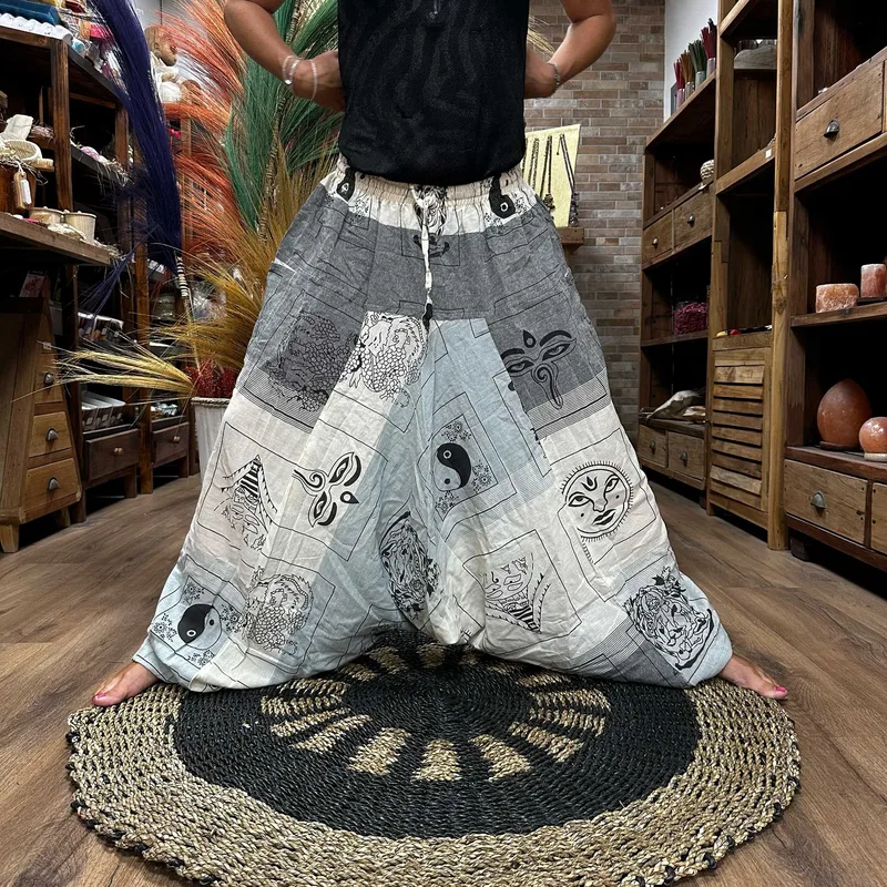 Yoga and Festival Pants Aladdin Himalayan Print on Grey — foto 2