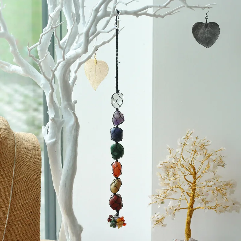 Hanging Chakra Stone Pendant Seven Chakra Chips — foto 1