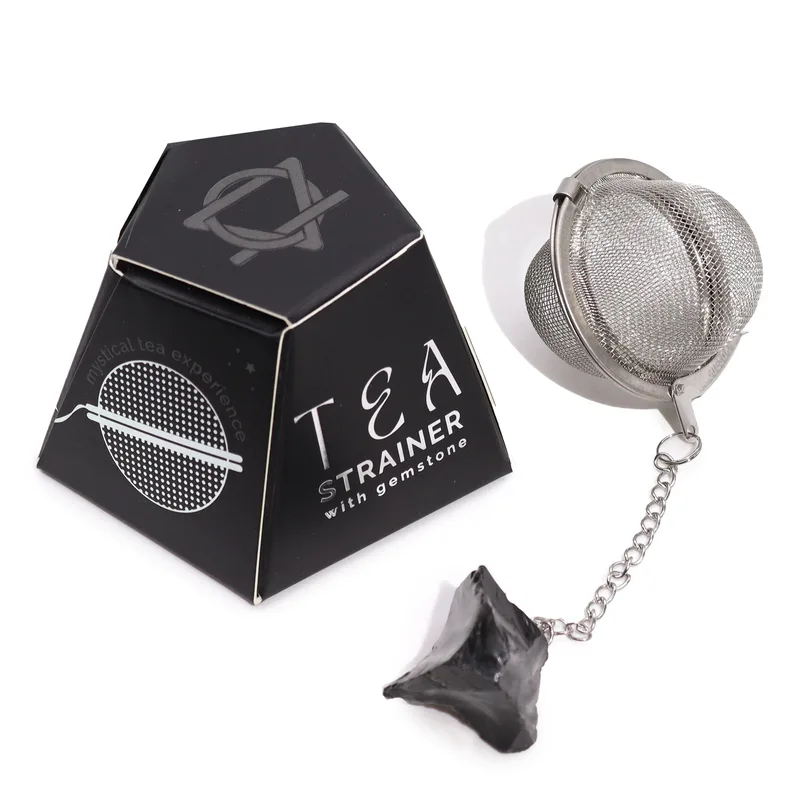 Raw Crystal Gemstone Tè Strainer - Nero Obsidian — foto 5