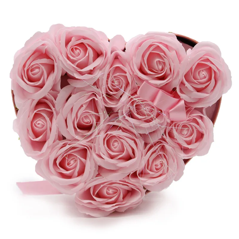 Sapone Fiore Gift Bouquet 13 Pink Roses Heart — foto 5