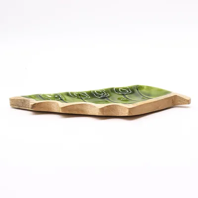 Lost in the Forrest Enamel Leaf Wooden Bowl 33x17cm — foto 2