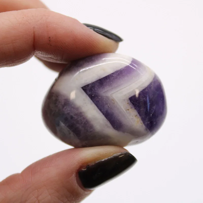 Bag of 12 Medium African Tumble Stones - Amethyst - Chevron — foto 1