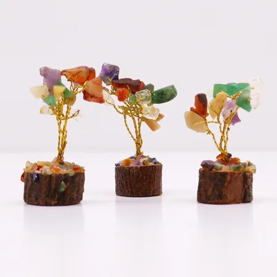 Mini Gemstone Trees On Legno Base - Multi Stones (15 stones) — foto 4