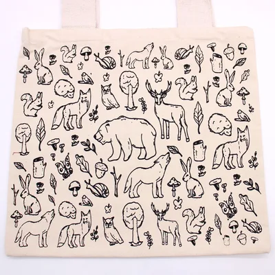 Big Cotton Shopping Bag - 38x42cm - Forest Life - 10oz — foto 3