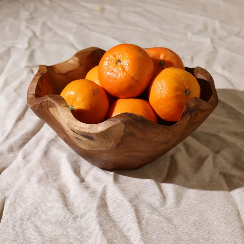 Medium Smooth Teakwood Fruit Bowl 21x9cm — foto 1