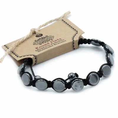 Bracciale Shamballa in Hematite Magnetica con Elementi Rotondi