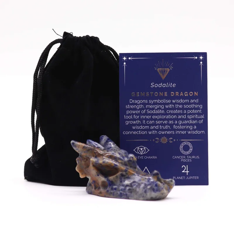 Gemstone Large Dragon Head- Sodalite 60x30x35mm
