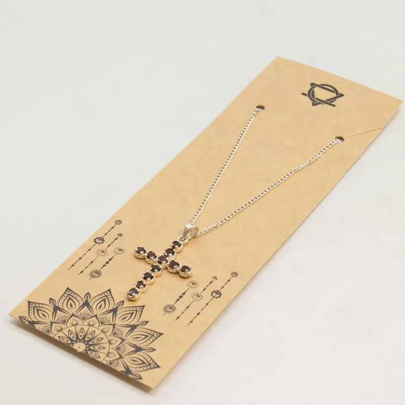 Indian Devotional Pendant Argento Plated Garnet Crucifix — foto 5