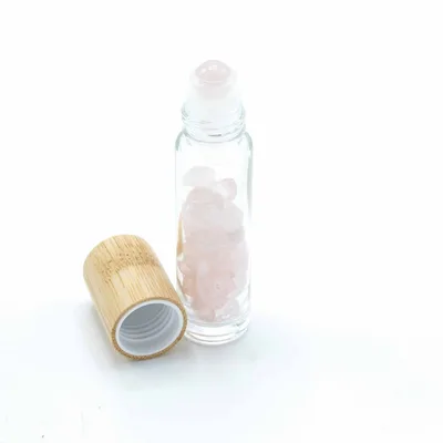 Olio Roller Bottiglia con Pietra Preziosa – Quarzo Rosa – Cappuccio in Legno + Punta Roller in Pietra Preziosa per Flacone da 5 ml – Quarzo Rosa — foto 3
